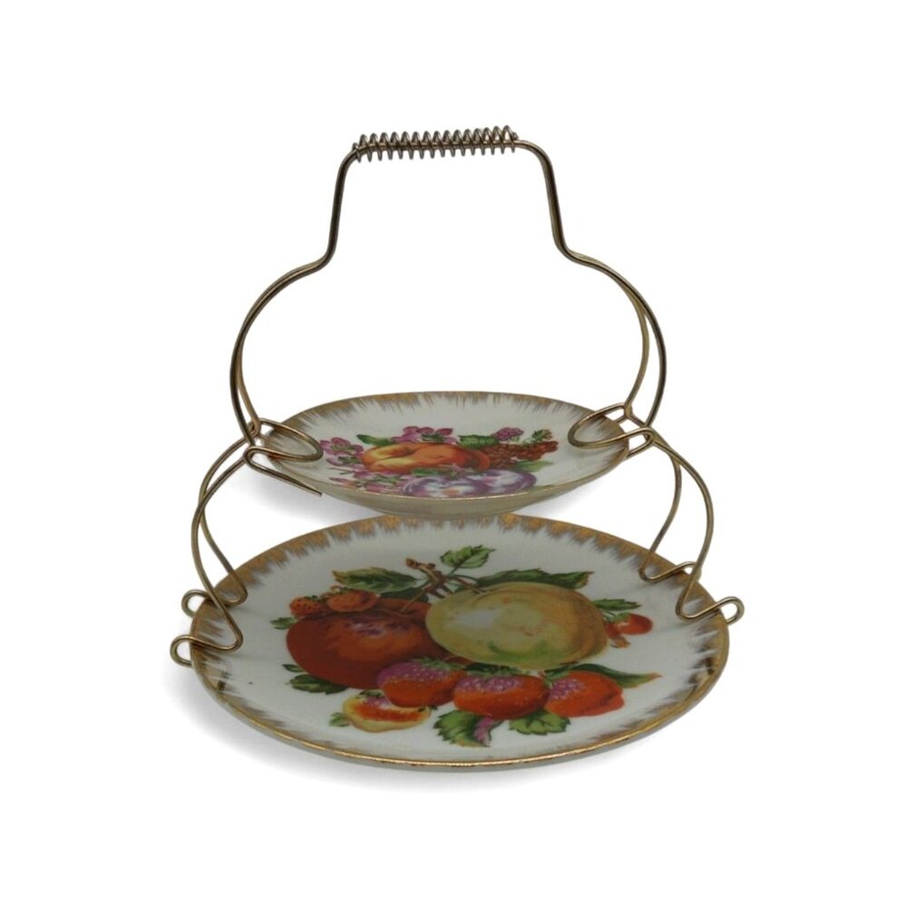 GIFTCRAFT Japan Plate Stand 2-Tier Fruit Design Japan Vintage